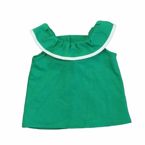 Janie and Jack Girls Green | White Blouse ruffle tops girls, long sleeve tees girls