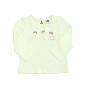 Janie and Jack Girls Ivory Ballet Shoes Long Sleeve T-Shirt ruffle tops girls, long sleeve tees girls