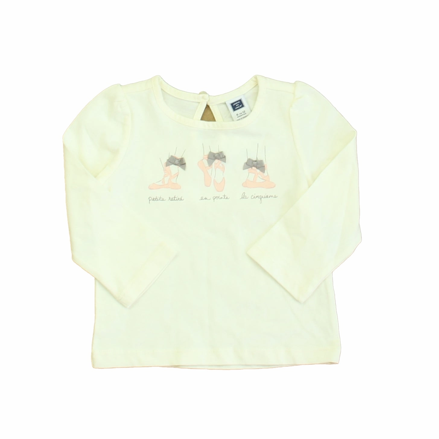 Janie and Jack Girls Ivory Ballet Shoes Long Sleeve T-Shirt ruffle tops girls, long sleeve tees girls