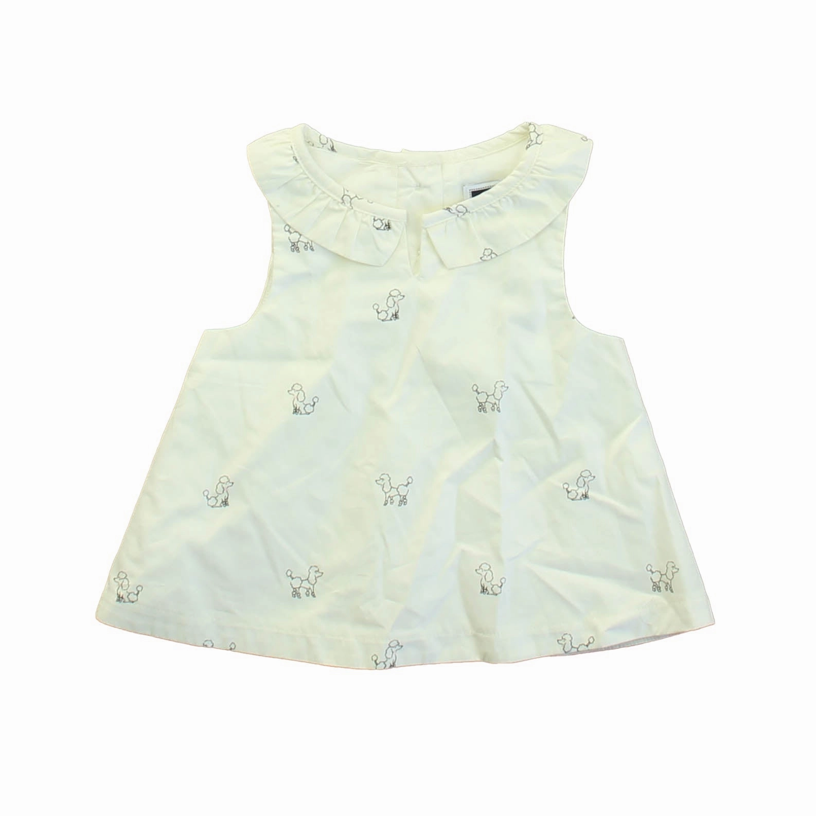 Janie and Jack Girls Ivory Poodles Blouse ruffle tops girls, long sleeve tees girls
