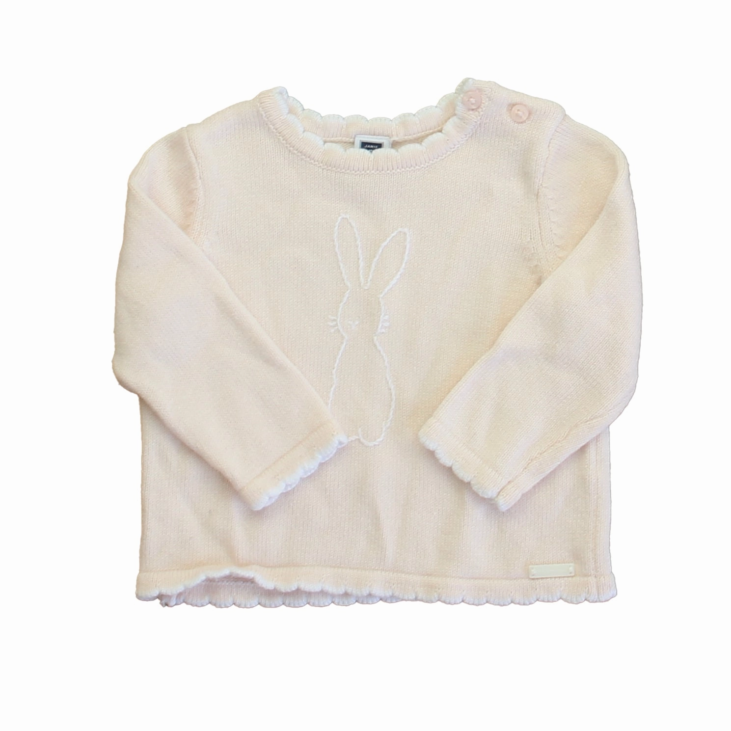 Janie and Jack Girls Pink Bunny Sweater Girls Chunky Knit Sweater