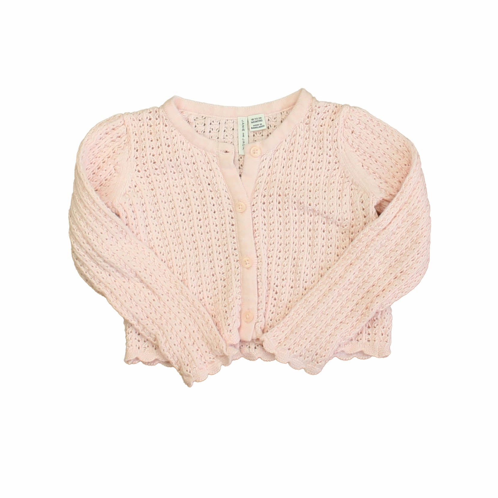 Janie and Jack Girls Pink Cardigan Girls Chunky Knit Sweater
