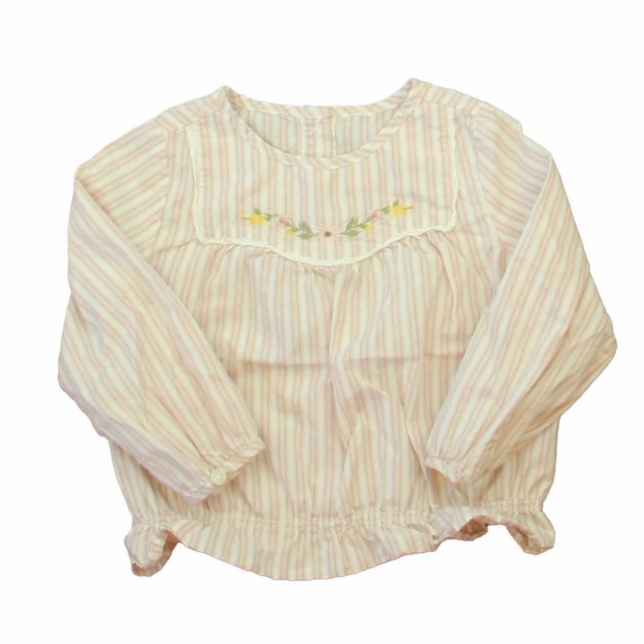 Janie and Jack Girls White | Pink Stripe Blouse Girls Tunic Top