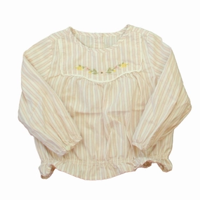 Janie and Jack Girls White | Pink Stripe Blouse ruffle tops girls, long sleeve tees girls