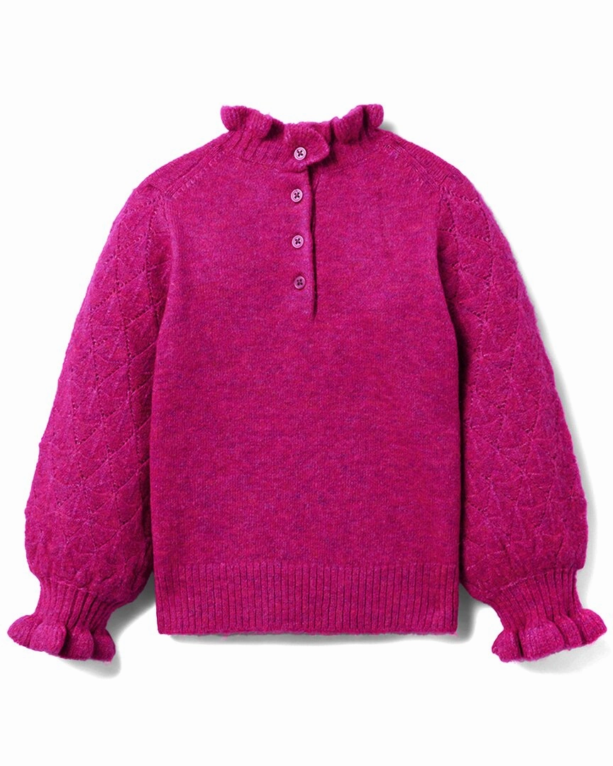 Janie and Jack Pointelle Sleeve Ruffle Sweater Girls Tunic Top