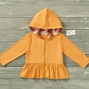 Jocelyn Hooded Jacket In Yellow ruffle tops girls, long sleeve tees girls
