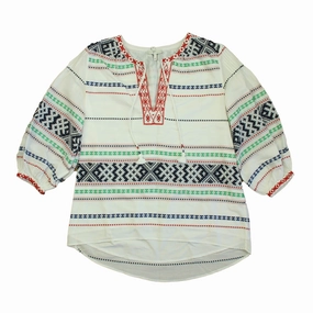 Joie Girls White Multi Blouse Size: Junior XX ruffle tops girls, long sleeve tees girls