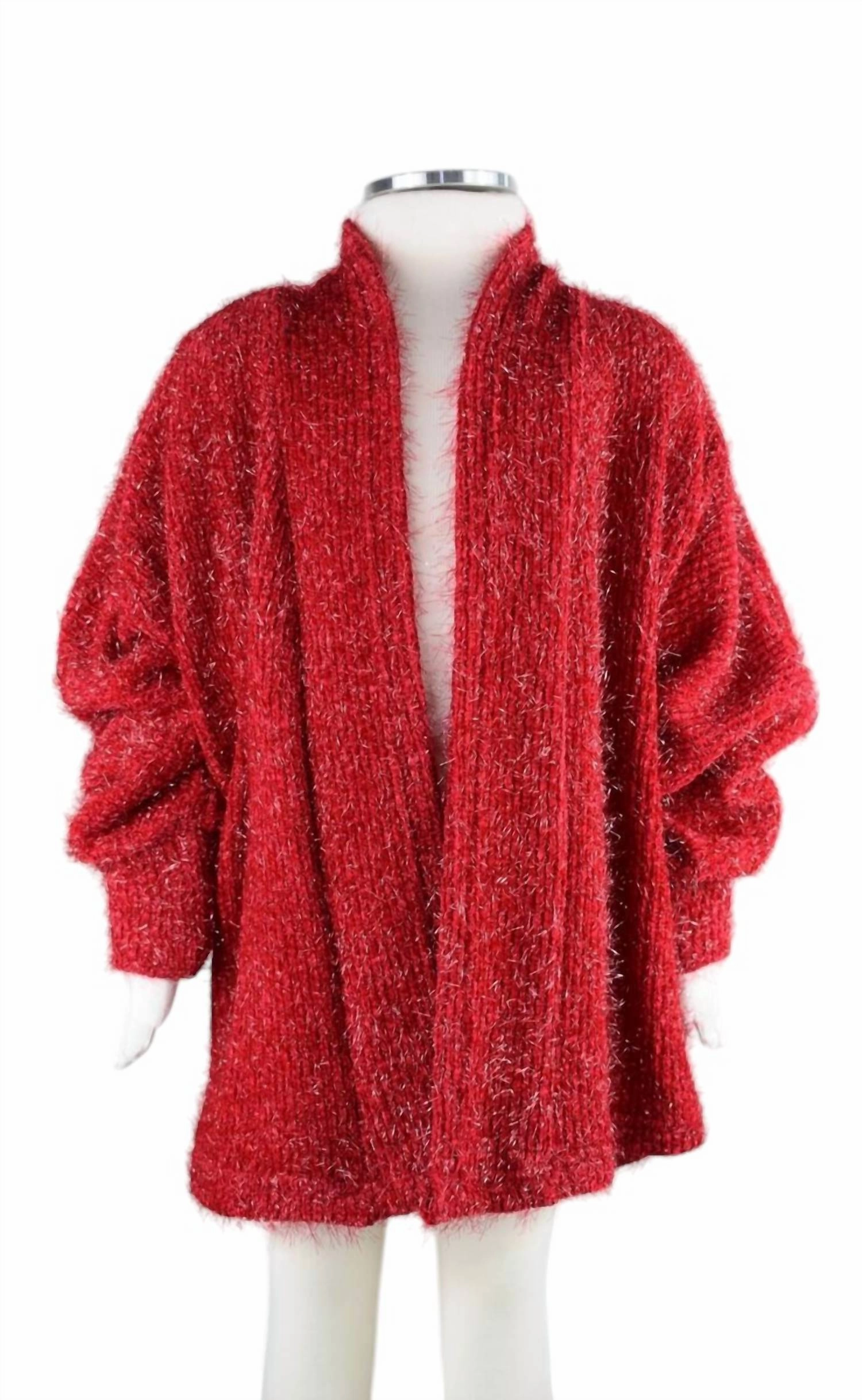 Junior Girl Shiny Cardigan In Red ruffle tops girls, long sleeve tees girls