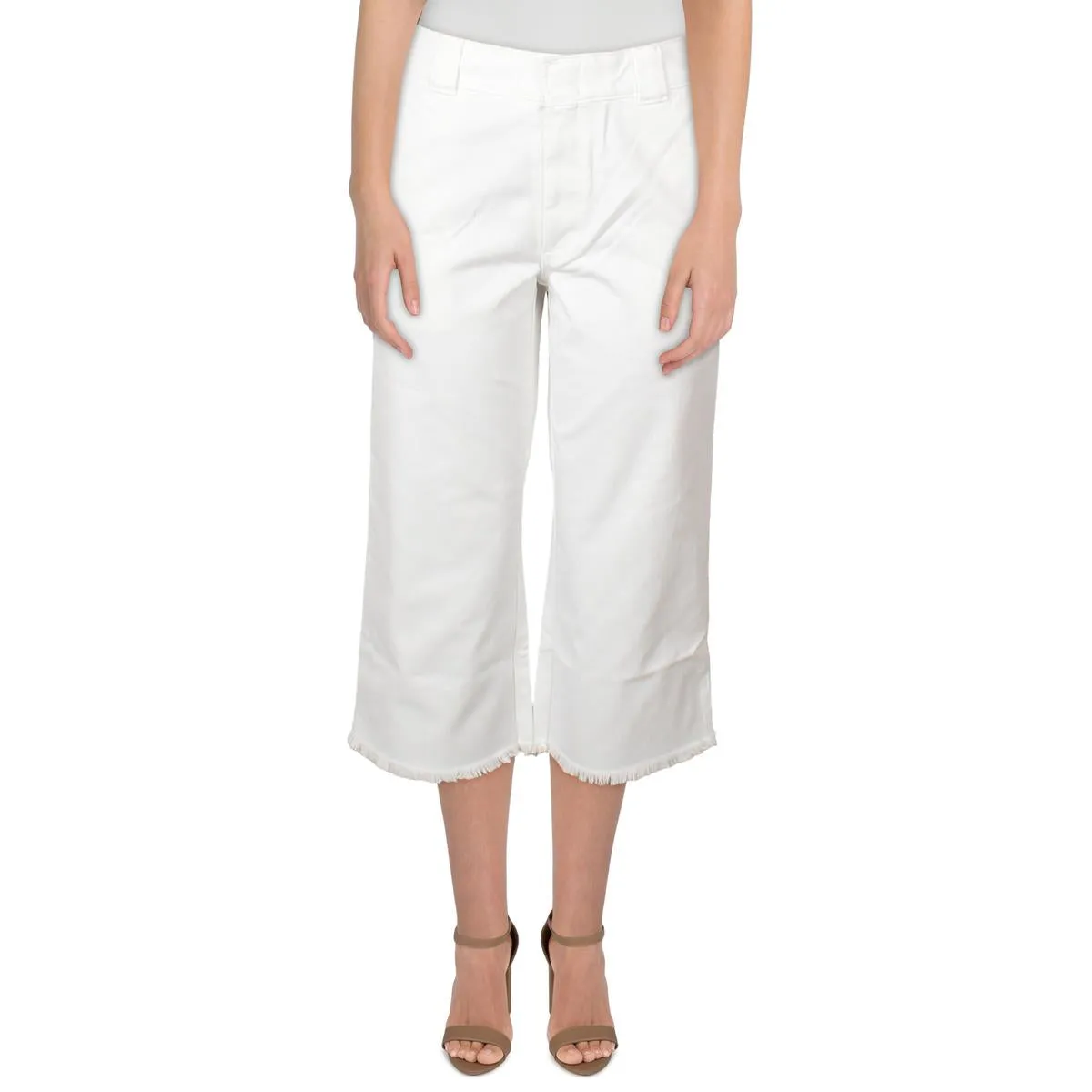 Juniors Womens Work Frayed Hem Cropped Jeans
