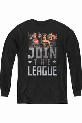Justice League Movie Join The League Youth Long Sleeve Tee / T-Shirt graphic tees for boys, polo shirts boys