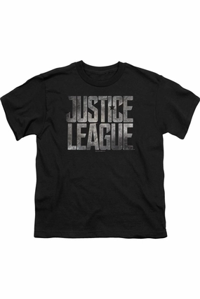 Justice League Movie Metal Logo Short Sleeve Youth Tee / T-Shirt graphic tees for boys, polo shirts boys