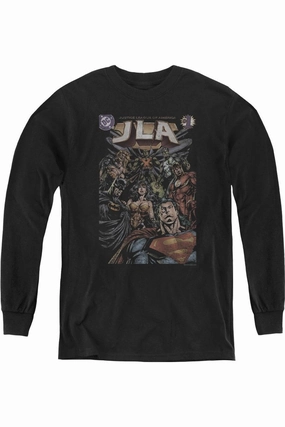 Justice League of America #1 Cover Youth Long Sleeve Tee / T-Shirt graphic tees for boys, polo shirts boys