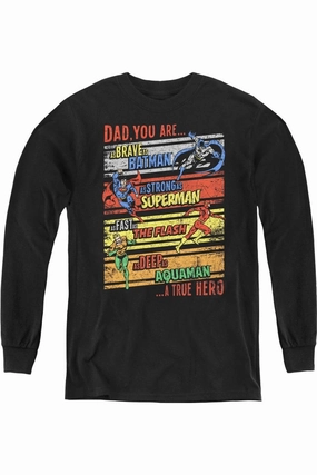 Justice League of America A True Hero Youth Long Sleeve Tee / T-Shirt graphic tees for boys, polo shirts boys