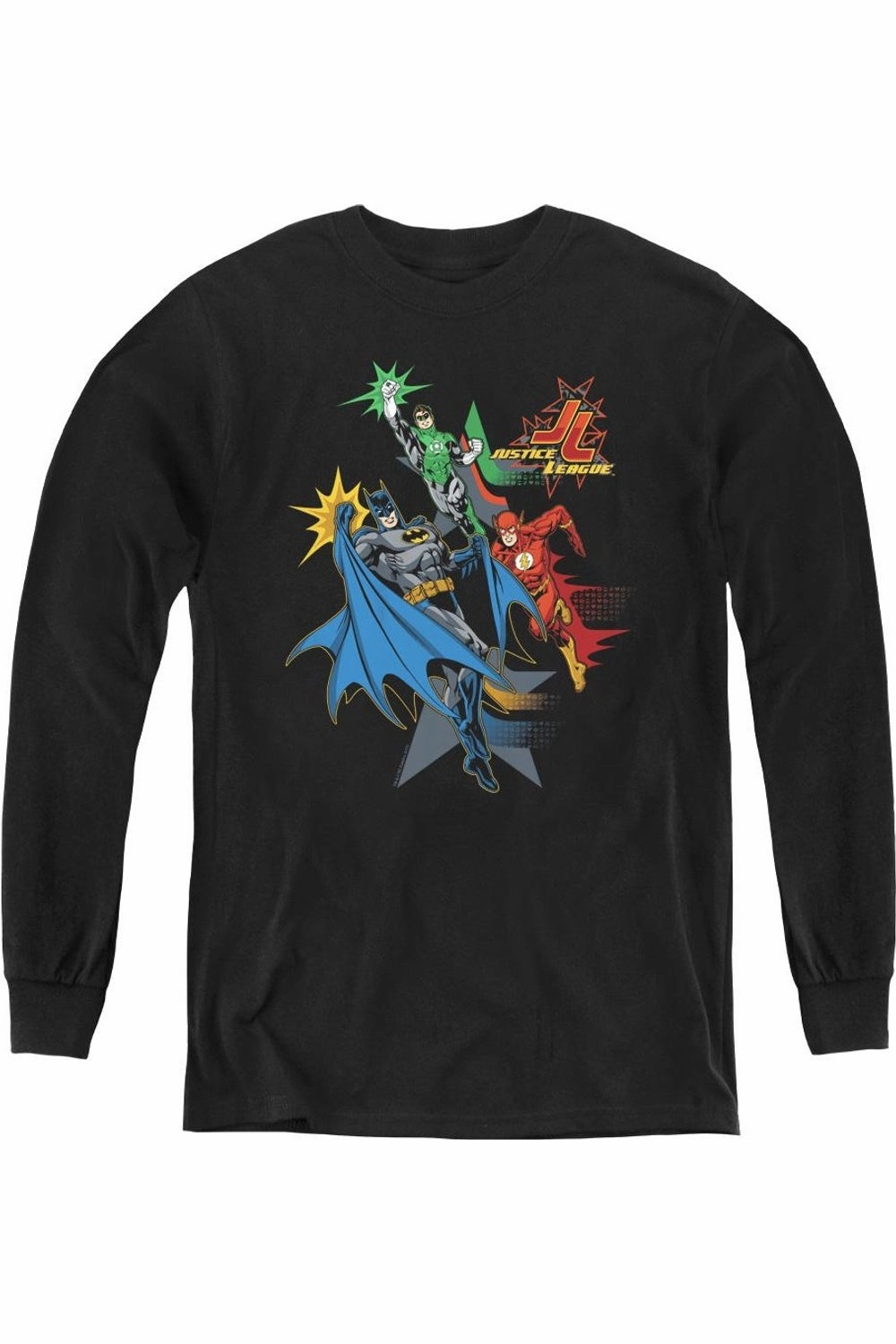 Justice League of America Action Stars Youth Long Sleeve Tee / T-Shirt graphic tees for boys, polo shirts boys