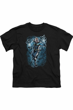 Justice League of America Black Lightning Bolts Short Sleeve Youth Tee / T-Shirt graphic tees for boys, polo shirts boys