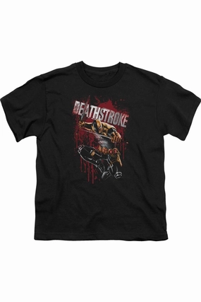 Justice League of America Blood Splattered Short Sleeve Juvenile Tee / T-Shirt graphic tees for boys, polo shirts boys