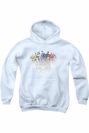 Justice League of America Circle Crest Youth Pull Over Hoodie / Hooded Sweatshirt graphic tees for boys, polo shirts boys