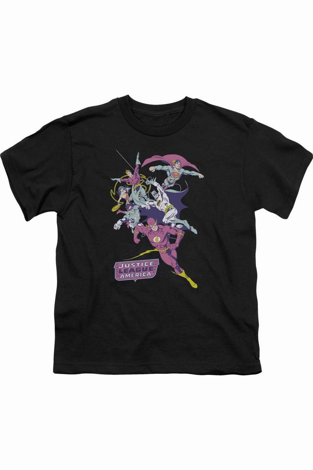 Justice League of America Colorful League Short Sleeve Youth Tee / T-Shirt graphic tees for boys, polo shirts boys