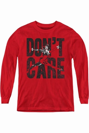 Justice League of America Dont Care Youth Long Sleeve Tee / T-Shirt graphic tees for boys, polo shirts boys