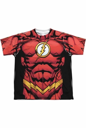 Justice League of America Flash 52 Short Sleeve Youth Poly Crew Tee / T-Shirt graphic tees for boys, polo shirts boys