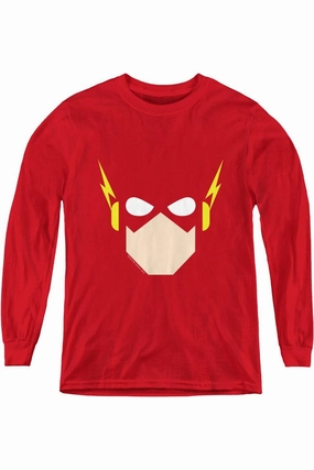 Justice League of America Flash Head Youth Long Sleeve Tee / T-Shirt graphic tees for boys, polo shirts boys