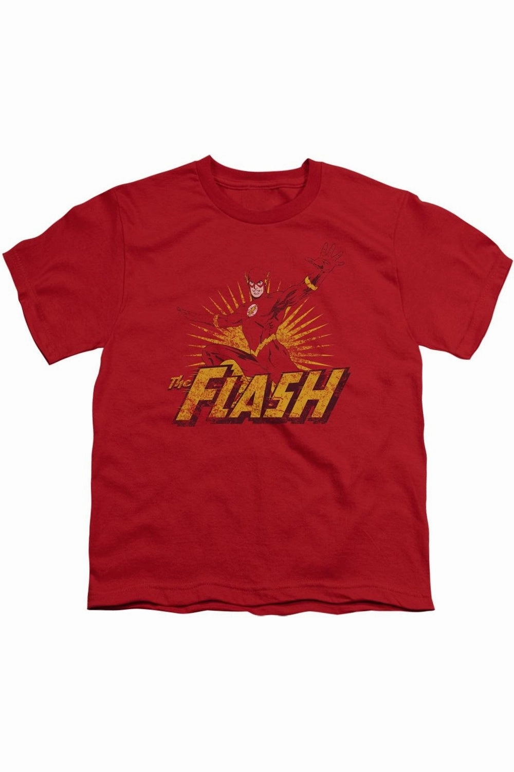 Justice League of America Flash Rough Distress Short Sleeve Youth Tee / T-Shirt graphic tees for boys, polo shirts boys