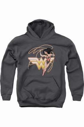 Justice League of America Glowing Lasso Youth Pull Over Hoodie / Hooded Sweatshirt graphic tees for boys, polo shirts boys