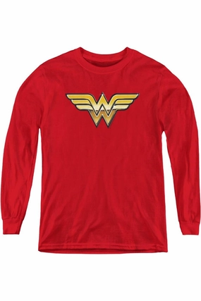 Justice League of America Golden Youth Long Sleeve Tee / T-Shirt graphic tees for boys, polo shirts boys