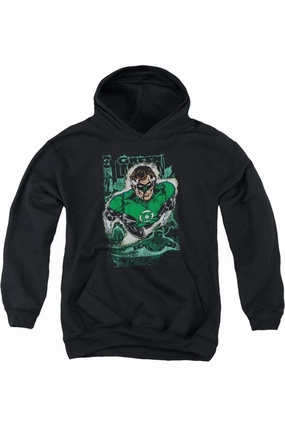 Justice League of America Green Lantern #1 Distress Youth Pull Over Hoodie / Hooded Sweatshirt graphic tees for boys, polo shirts boys