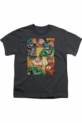 Justice League of America Hero Boxes Short Sleeve Youth Tee / T-Shirt graphic tees for boys, polo shirts boys