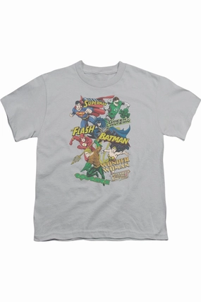 Justice League of America Justice Collage Short Sleeve Youth Tee / T-Shirt graphic tees for boys, polo shirts boys