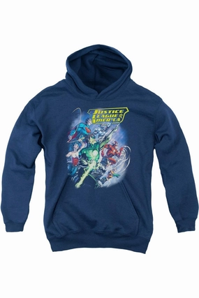 Justice League of America Onward Youth Pull Over Hoodie / Hooded Sweatshirt graphic tees for boys, polo shirts boys