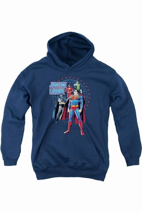 Justice League of America Protectors Youth Pull Over Hoodie / Hooded Sweatshirt graphic tees for boys, polo shirts boys