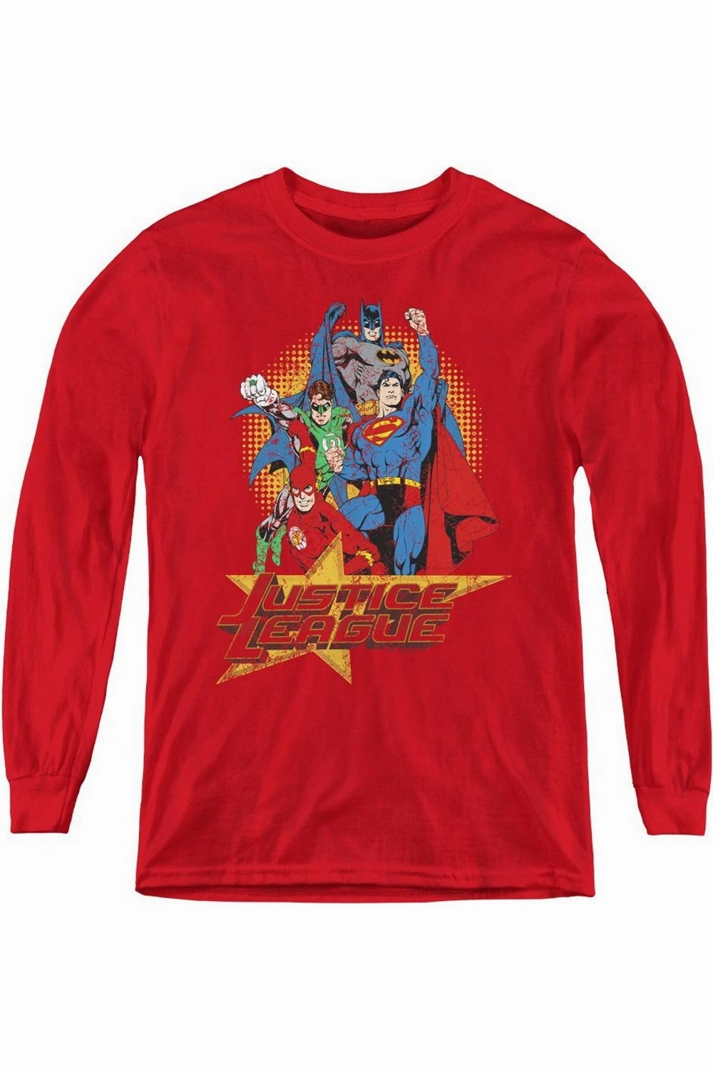 Justice League of America Raise Your Fist Youth Long Sleeve Tee / T-Shirt graphic tees for boys, polo shirts boys