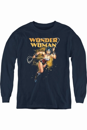 Justice League of America Star Lasso Youth Long Sleeve Tee / T-Shirt graphic tees for boys, polo shirts boys