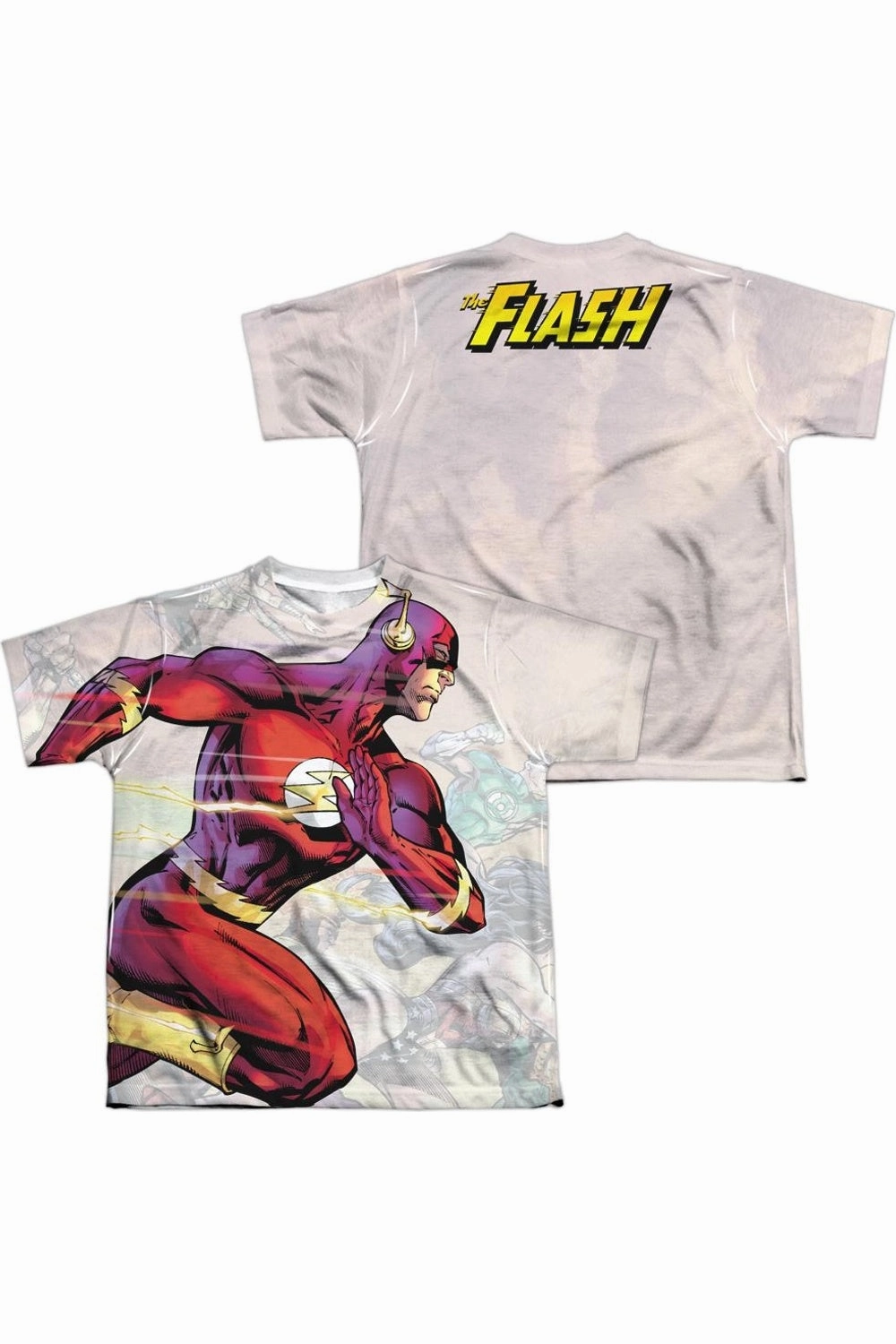 Justice League of America Taking The Lead (Front/Back Print) Short Sleeve Youth Poly Crew Tee / T-Shirt graphic tees for boys, polo shirts boys