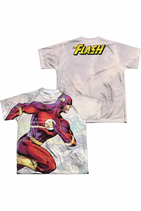 Justice League of America Taking The Lead (Front/Back Print) Short Sleeve Youth Poly Crew Tee / T-Shirt graphic tees for boys, polo shirts boys