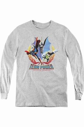 Justice League of America Team Power Youth Long Sleeve Tee / T-Shirt graphic tees for boys, polo shirts boys