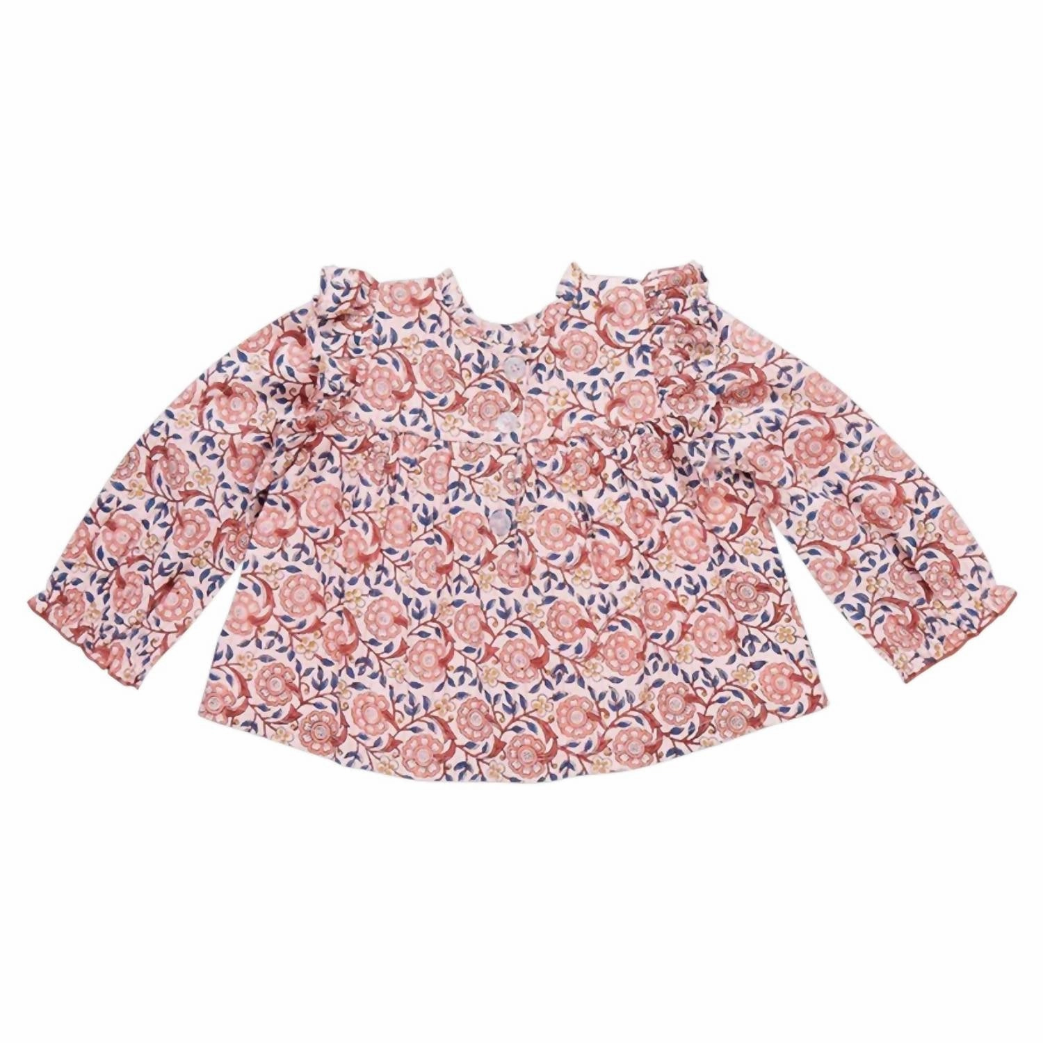 Kalani Top In Pink Blossom Girls Tunic Top