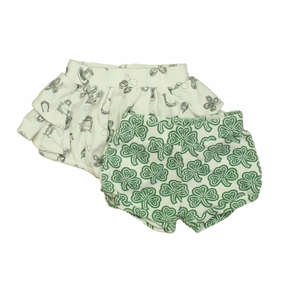 Kate Quinn Organics Unisex Ivory | Green Shamrocks Shorts boys athletic shorts, cargo shorts boys