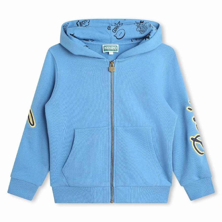 Kenzo Boys Classic Hood Long Sleeve Sweatshirt boys cable knit, zip up knitwear boys