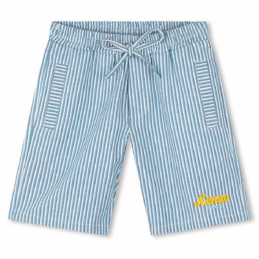 Kenzo Boys Embroidered Logo Striped Shorts boys athletic shorts, cargo shorts boys