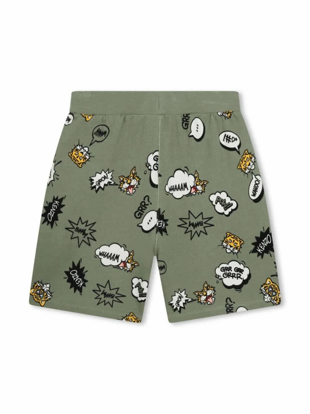 Kenzo Boys Tiger-Print Drawstring Cotton Shorts Boys Drawstring Athletic Shorts