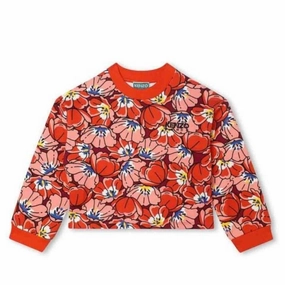 Kenzo Girls Floral Print Cotton Sweatshirt ruffle tops girls, long sleeve tees girls