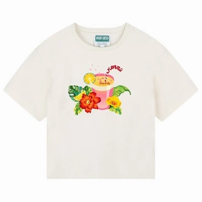 Kenzo Girls Graphic-Print Crew Neck T-Shirt ruffle tops girls, long sleeve tees girls