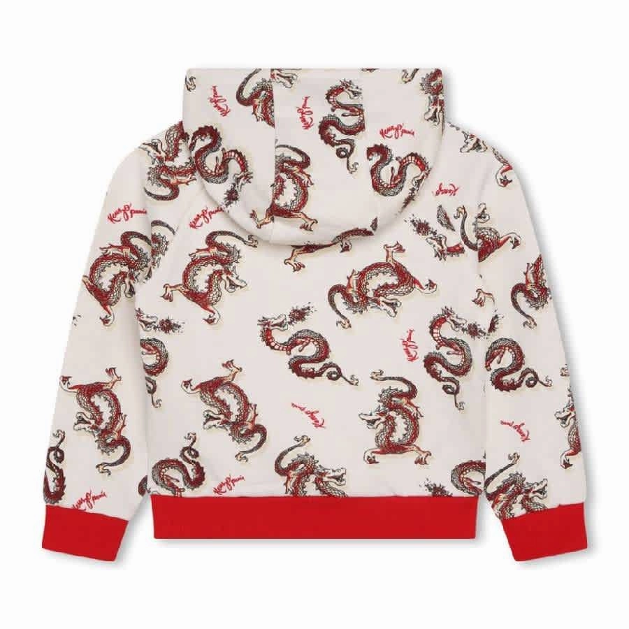Kenzo Kids Dragons Print Cotton Hoodie Boys Half Zip Pullover