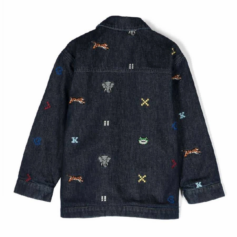 Kenzo Kids Logo-Patch Long Sleeve Denim Jacket Boys Waterproof Parka