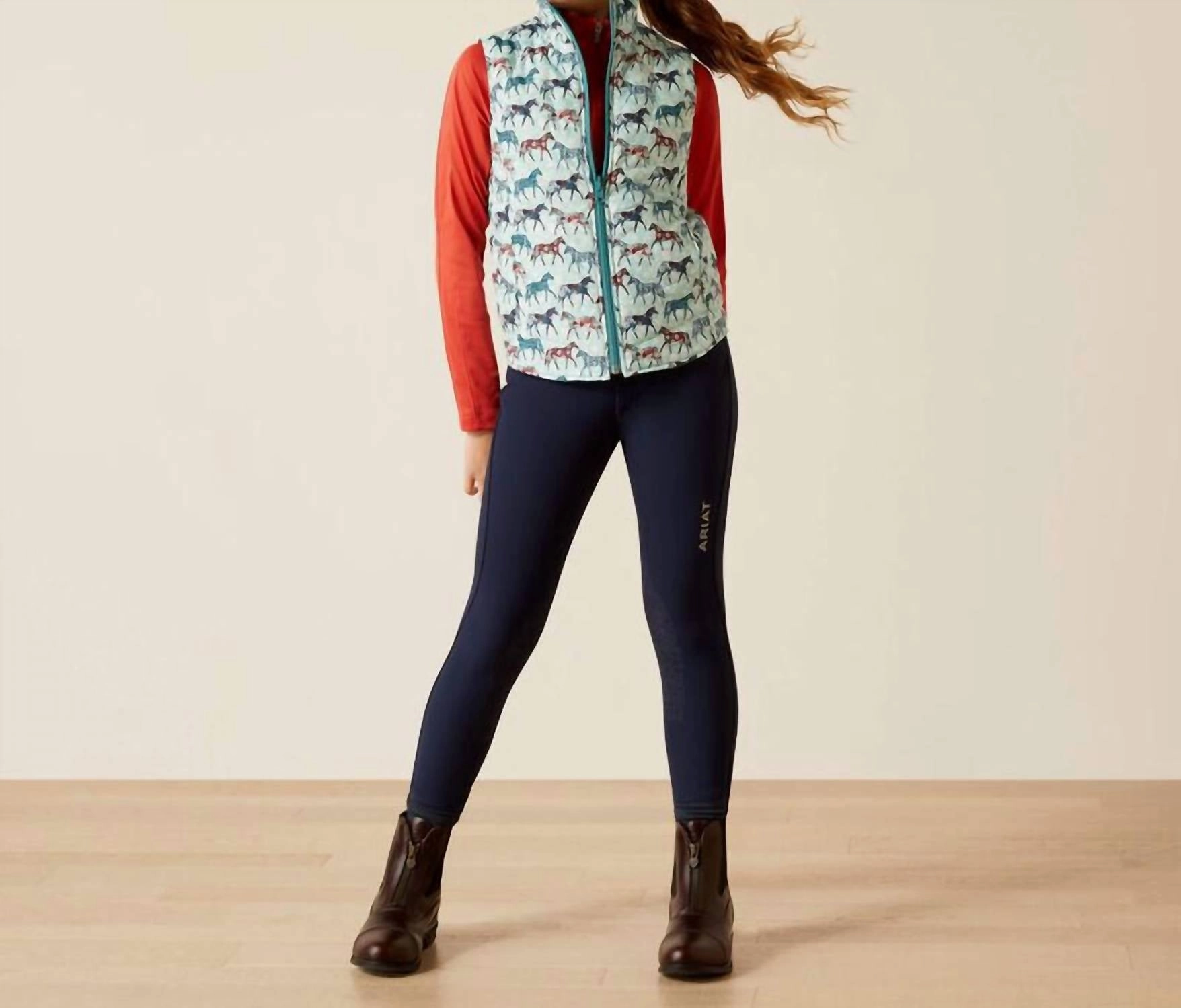 Kid's Bella Reversible Insulated Vest In Brittany Blue/ponys Boys Waterproof Parka