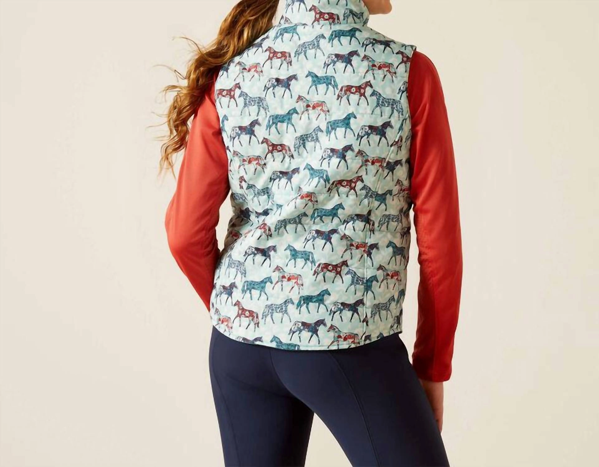 Kid's Bella Reversible Insulated Vest In Brittany Blue/ponys Boys Waterproof Parka