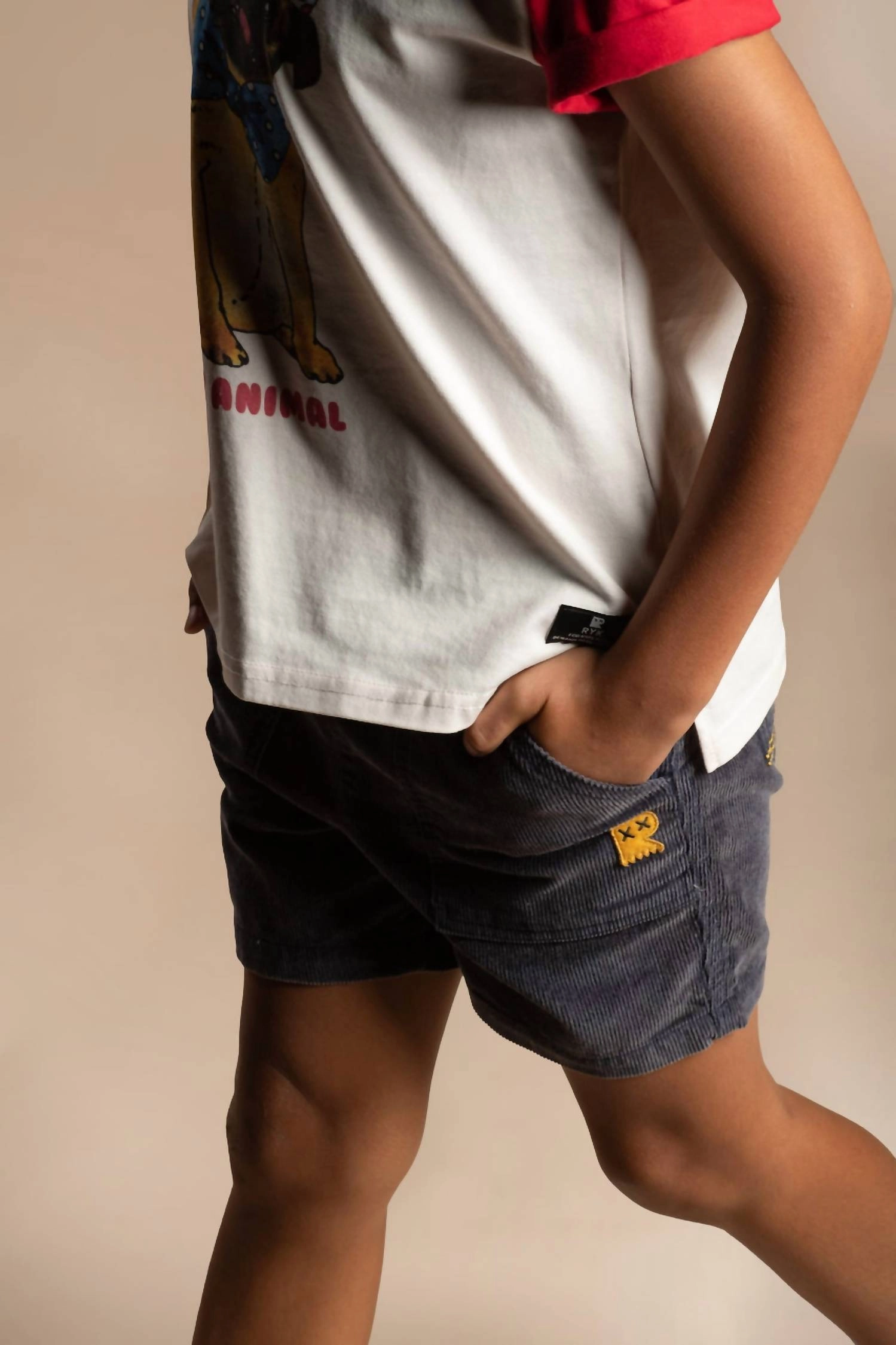 Kid's Cord Short In Washed Navy Boys Drawstring Athletic Shorts